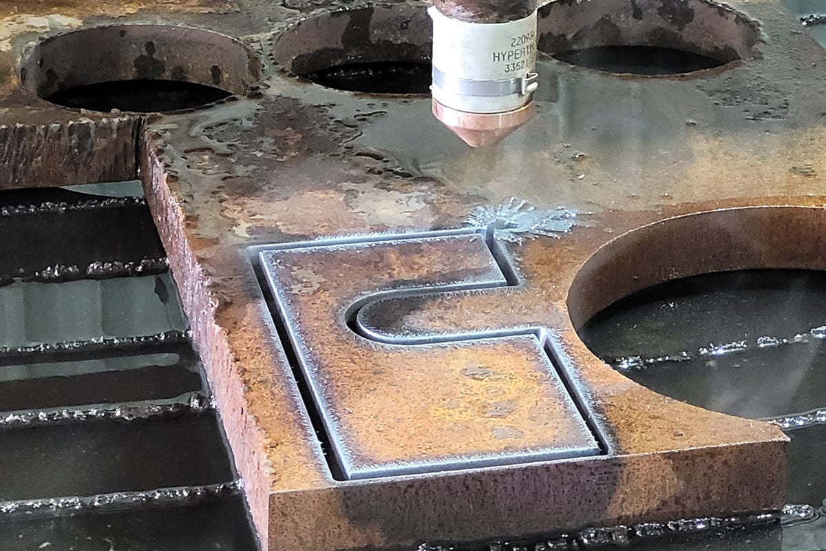 CNC plasma cutter cutting metal